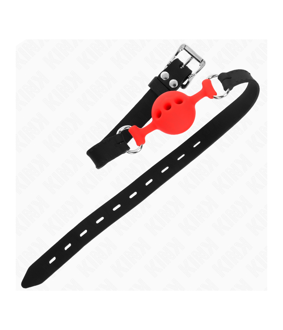 KINK - FULL SILICONE GAG 55 x 2 CM WITH 4 CM BALL SIZE S RED ADJUSTABLE 35-51 CM