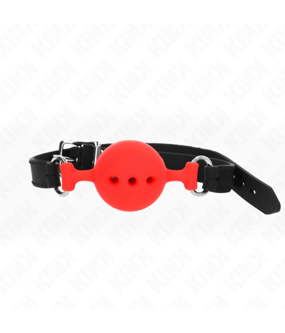 KINK - FULL SILICONE GAG 55 x 2 CM WITH 4.5 CM BALL SIZE M RED ADJUSTABLE 35-51 CM