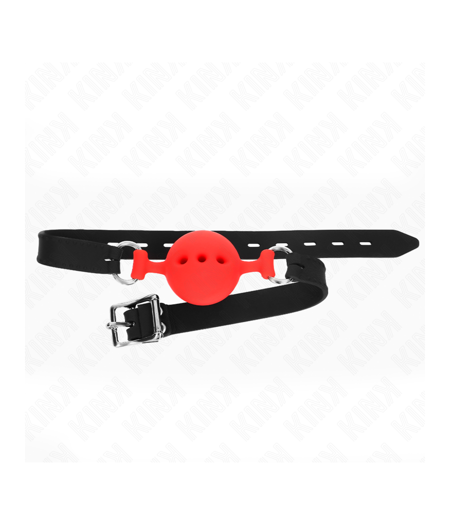 KINK - MORDAZA 55 x 2 CM DE BOLA 4.5 CM DE SILICONA COMPLETA TALLA M ROJO AJUSTABLE 35-51 CM