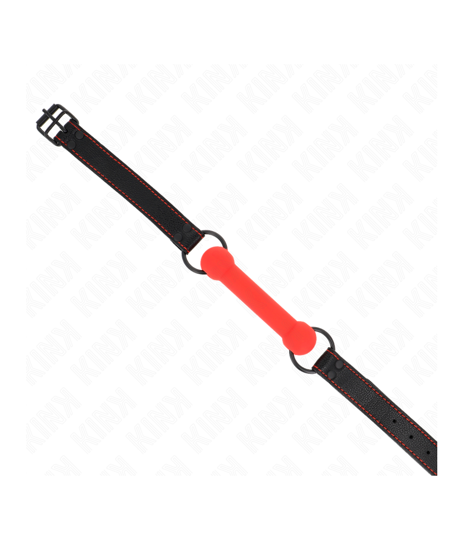KINK - BONE GAG CON CINTURINO IN SIMILPELLE ROSSO REGOLABILE 41-57 CM