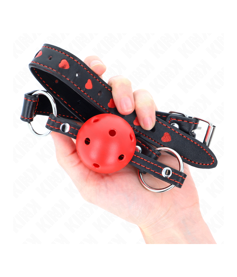 KINK - MORDAZA DE BOLA 4.5 CM ROJA DURA HUECA MODELO 2 65 x 2.5 CM