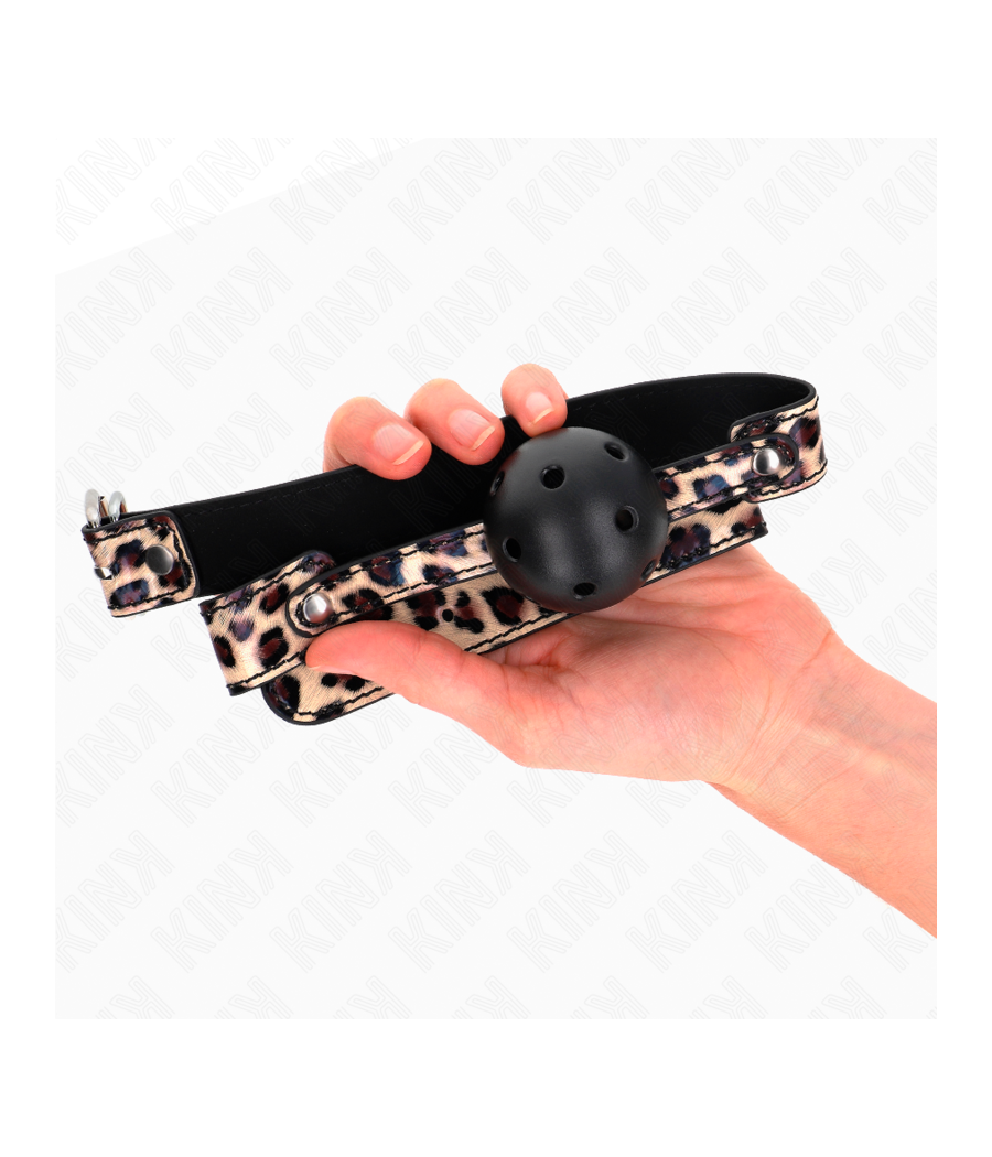 KINK - MORDAZA DE BOLA 4.5 CM TRANSPIRABLE LEOPARDO 65 x 2.5 CM