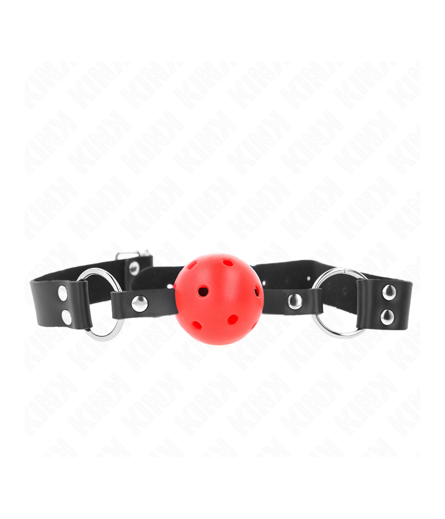 KINK - MORDAZA DE BOLA 4 CM TRANSPIRABLE CON DOBLE REMACHE ROJO 62 x 2.5 CM AJUSTABLE 42-58 CM