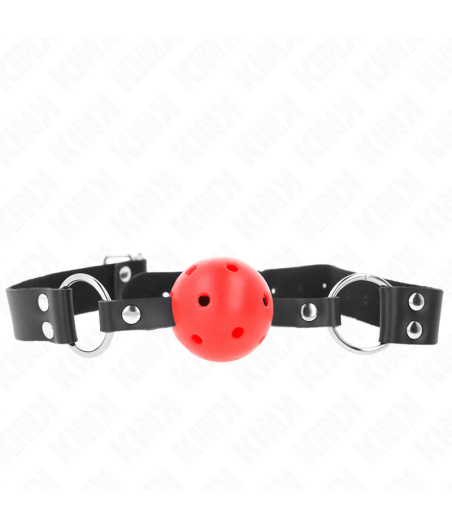KINK - MORDAZA DE BOLA 4 CM TRANSPIRABLE CON DOBLE REMACHE ROJO 62 x 2.5 CM AJUSTABLE 42-58 CM