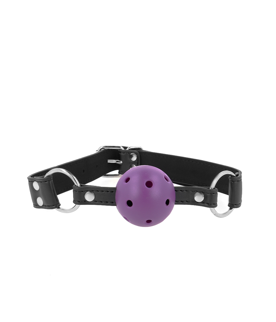 KINK - BREATHABLE BALL 4 CM GAG WITH DOUBLE RIVET PURPLE 62.5 x 2.5 CM ADJUSTABLE 42-58 CM