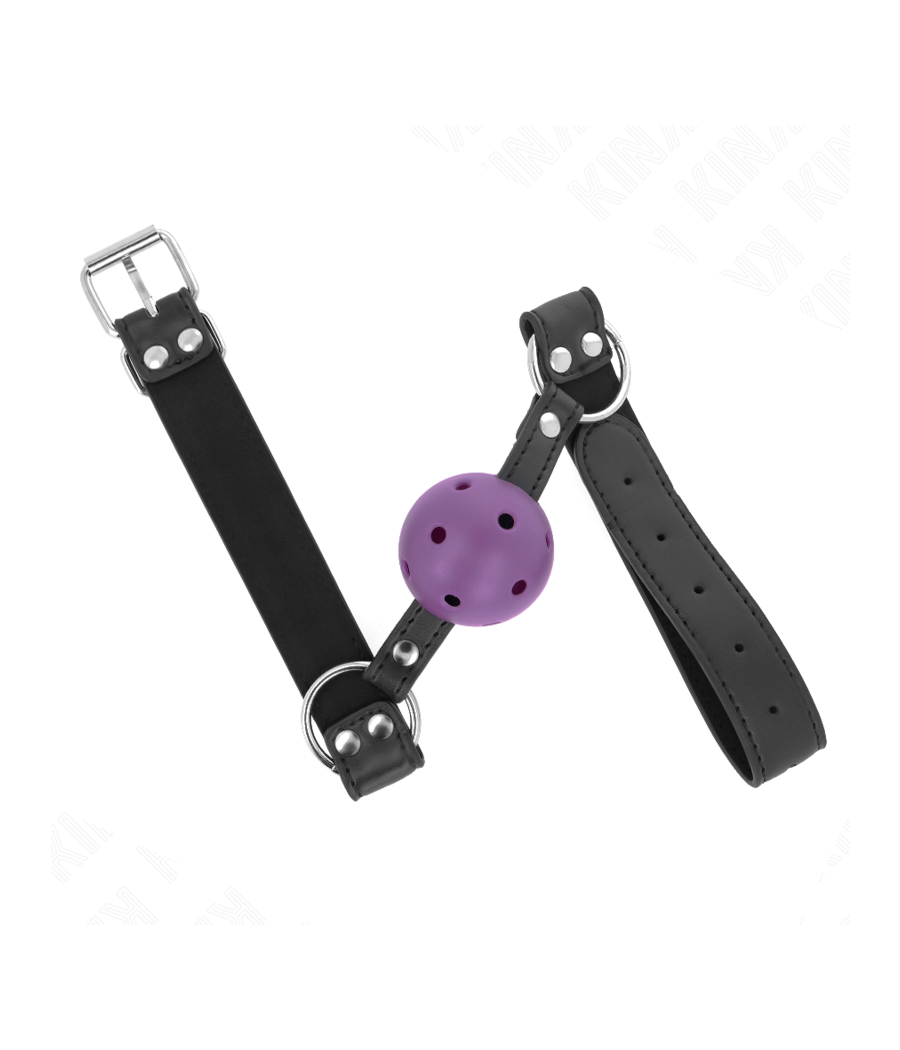 KINK - MORDAZA DE BOLA 4 CM TRANSPIRABLE CON DOBLE REMACHE MORADO 62 x 2.5 CM AJUSTABLE 42-58 CM