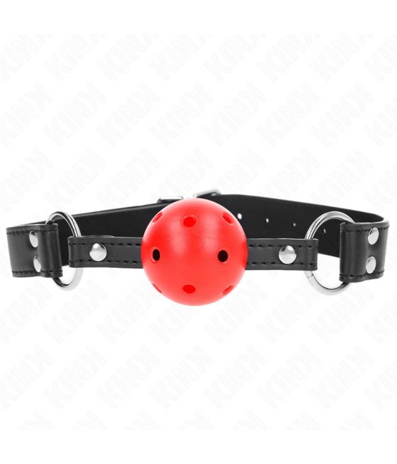 KINK - BOLA RESPIRÁVEL MORDAÇA DE 4 CM COM REBITE DUPLO COURO 62,5 x 2,5 CM AJUSTÁVEL 42-58 CM