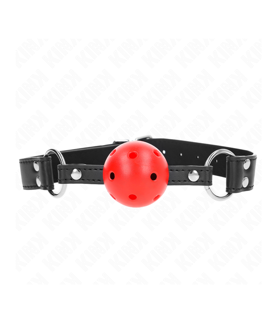 KINK - BREATHABLE BALL 4 CM GAG WITH DOUBLE RIVET LEATHER 62.5 x 2.5 CM ADJUSTABLE 42-58 CM