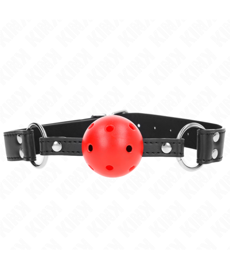 KINK - BREATHABLE BALL 4 CM GAG WITH DOUBLE RIVET LEATHER 62.5 x 2.5 CM ADJUSTABLE 42-58 CM