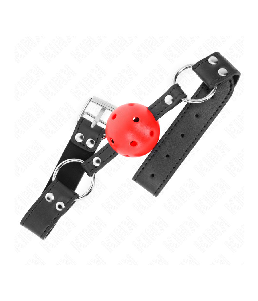 KINK - BREATHABLE BALL 4 CM GAG WITH DOUBLE RIVET LEATHER 62.5 x 2.5 CM ADJUSTABLE 42-58 CM