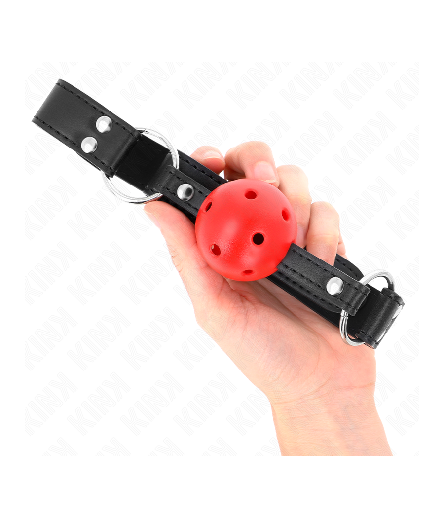 KINK - BAVAGLIO SFERA TRASPIRANTE 4 CM CON DOPPIO RIVETTO IN CUOIO 62,5 x 2,5 CM REGOLABILE 42-58 CM