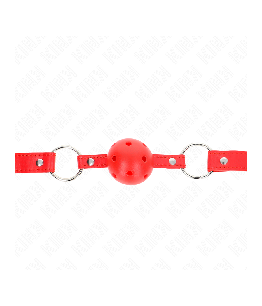 KINK - MORDAZA DE BOLA 4 CM TRANSPIRABLE CON DOBLE REMACHE MODELO 1 ROJO 62 x 2.5 CM AJUSTABLE 42-58 CM