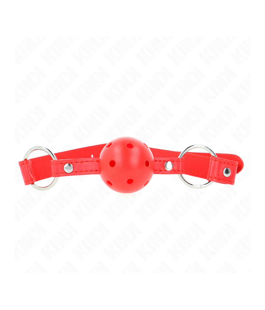 KINK - BAVAGLIO SFERA TRASPIRANTE 4 CM CON DOPPIO RIVETTO MODELLO 1 ROSSO 62,5 x 2,5 CM REGOLABILE 42-58 CM