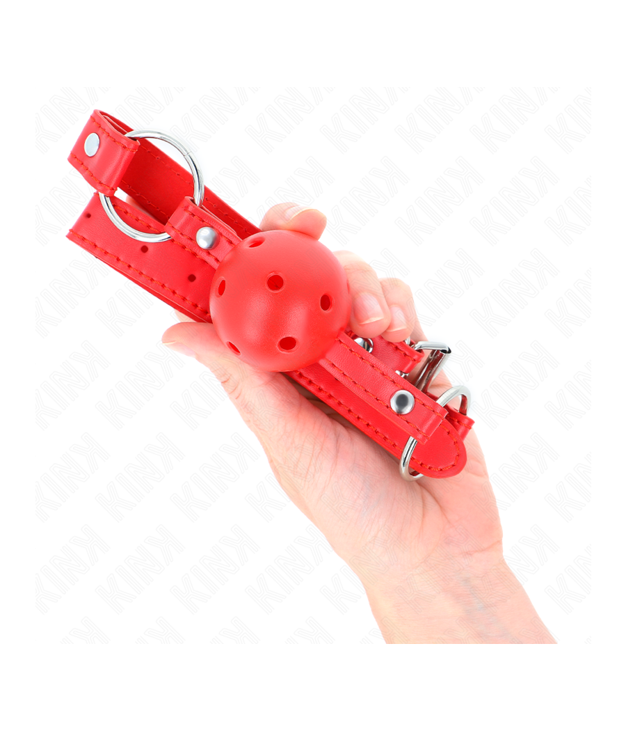 KINK - BAVAGLIO SFERA TRASPIRANTE 4 CM CON DOPPIO RIVETTO MODELLO 1 ROSSO 62,5 x 2,5 CM REGOLABILE 42-58 CM