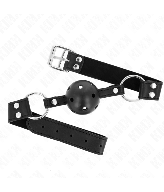 KINK - ATMUNGSAKTIVER BALL 4 CM KNEBEL MIT DOPPELNIET MODELL 1 SCHWARZ 62,5 x 2,5 CM VERSTELLBAR 42-58 CM