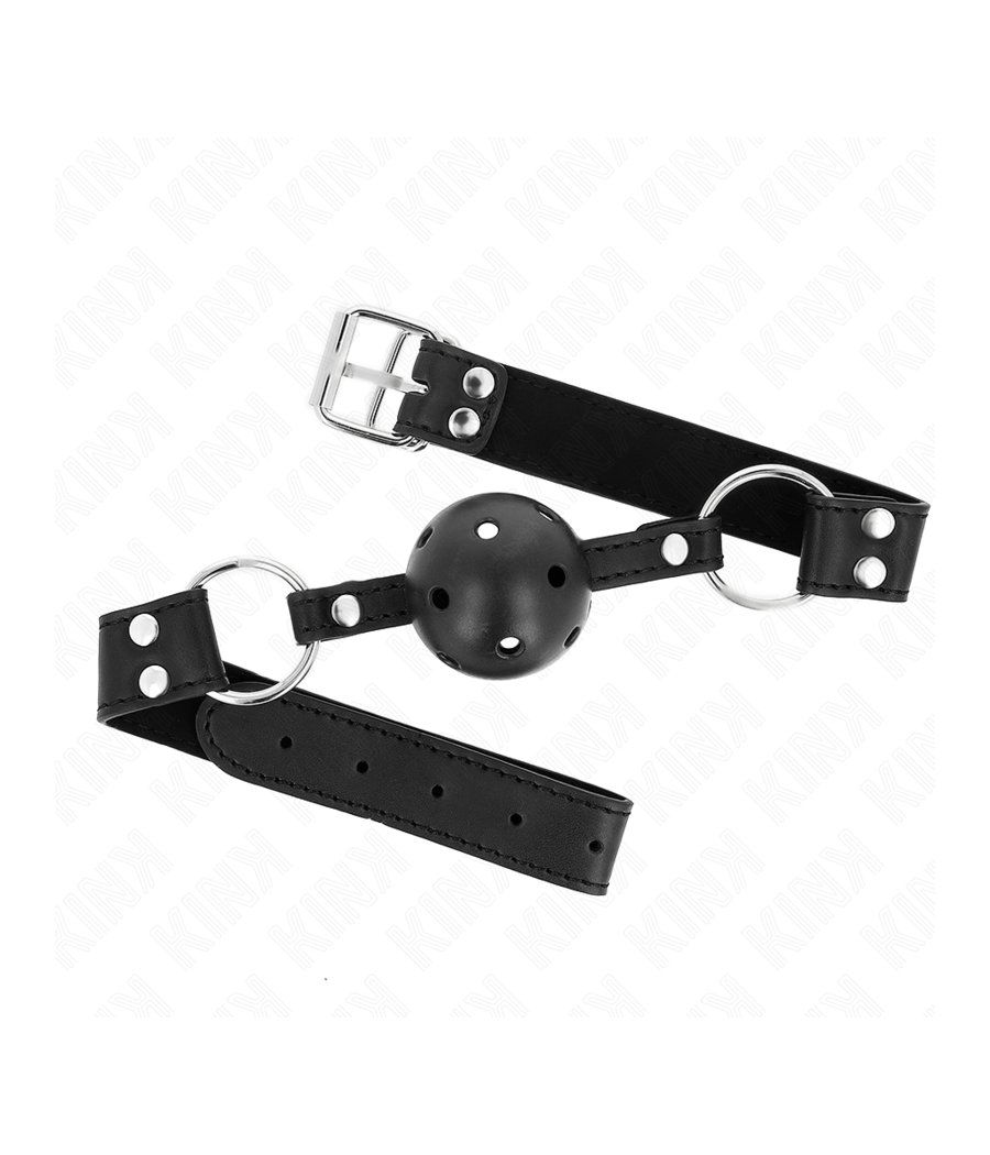 KINK - MORDAZA DE BOLA 4 CM TRANSPIRABLE CON DOBLE REMACHE MODELO 1 NEGRO 62 x 2.5 CM AJUSTABLE 42-58 CM