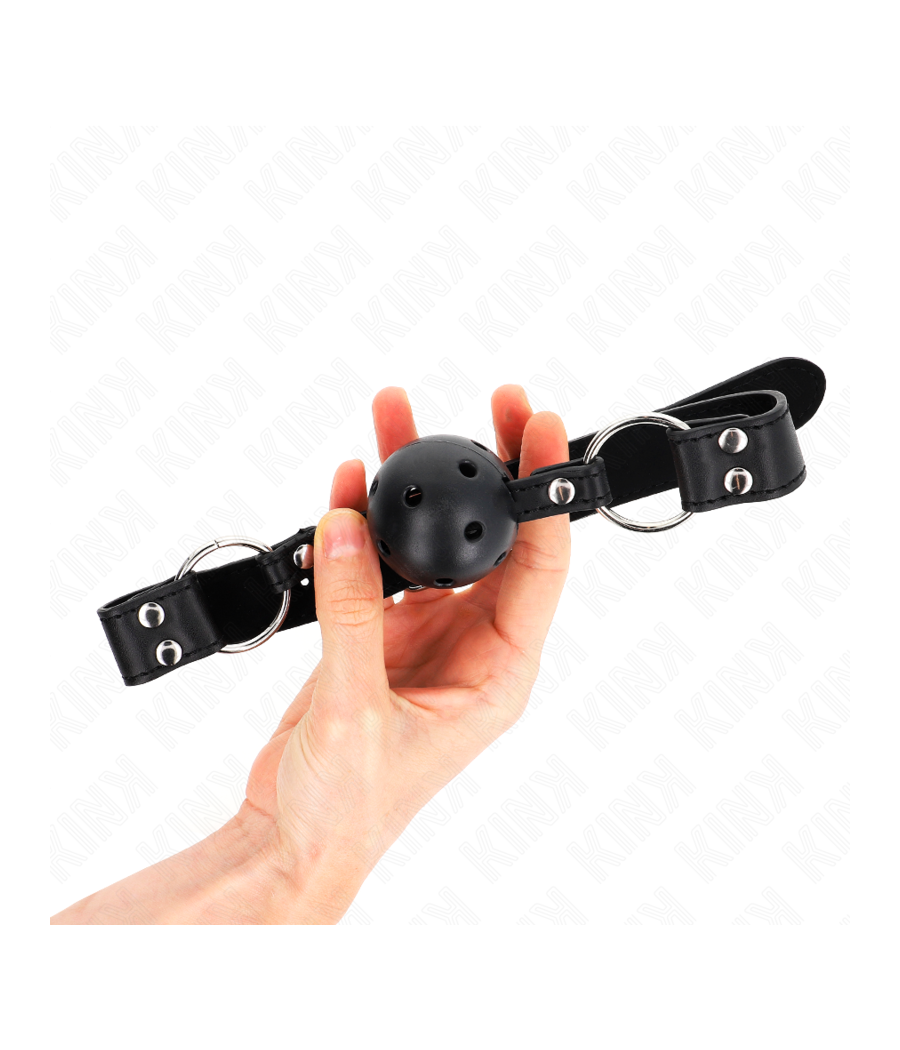 KINK - MORDAZA DE BOLA 4 CM TRANSPIRABLE CON DOBLE REMACHE MODELO 1 NEGRO 62 x 2.5 CM AJUSTABLE 42-58 CM