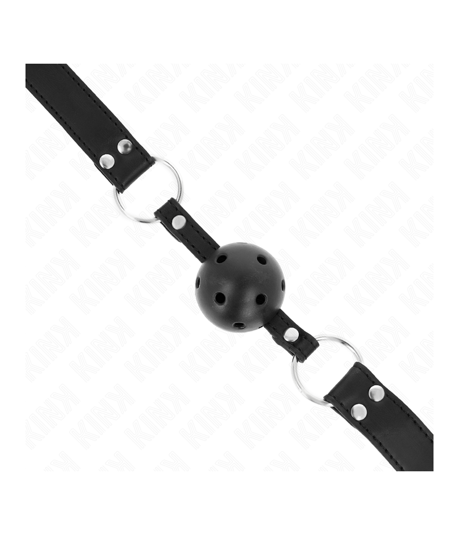 KINK - BOLA RESPIRÁVEL 4 CM MORDAÇA COM REBITE DUPLO MODELO 1 PRETO 62,5 x 2,5 CM AJUSTÁVEL 42-58 CM