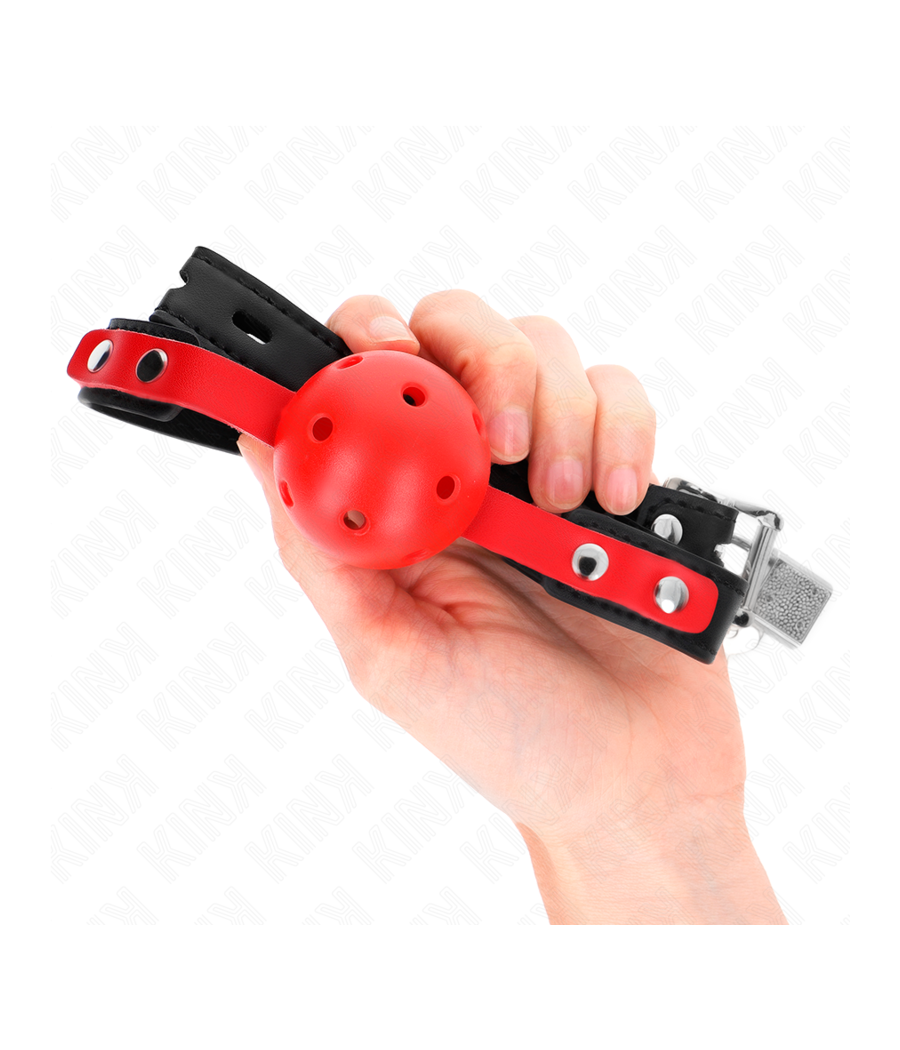 KINK - BOLA DURA OCA VERMELHA 4 CM GAG ALÇA PRETA 60 x 2 CM AJUSTÁVEL 37-52 CM