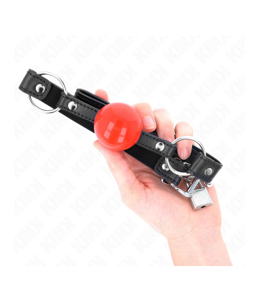 KINK - BÂILLON BALLE 4 CM AVEC SERRURE BOULE ROUGE BRACELET NOIR 60 x 2 CM