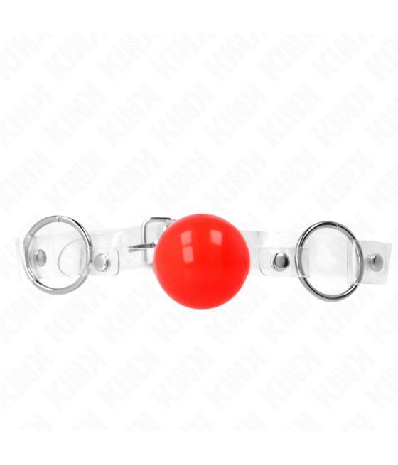 KINK - RED TRANSPARENT PVC BALL 4 CM GAG ADJUSTABLE