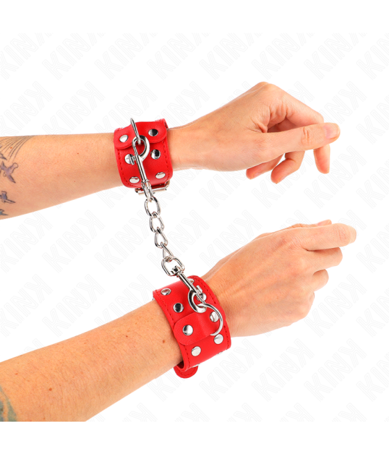 KINK - ARMBÄNDER MIT DOPPELTER REIHE VERSTELLBARER NIETEN ROT