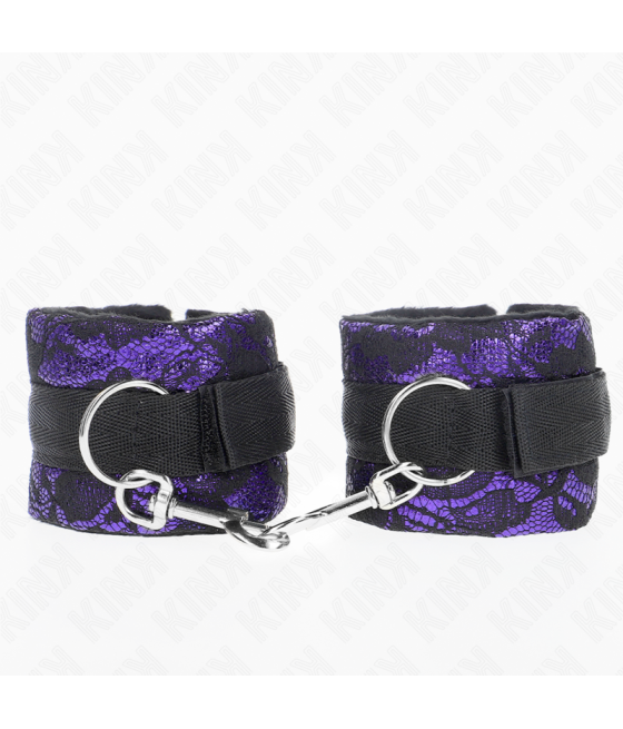 KINK - ATTENTES-POIGNETS COURTES EN DENTELLE DE VELOURS ET RELIURE EN NYLON VIOLET / NOIR 23 X 6,5 CM