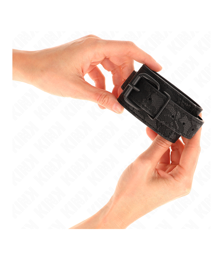 KINK - DARK LACE COVERED WRIST CUFFS ADJUSTABLE BLACK 19-26 CM