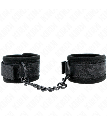 KINK - DARK LACE COVERED WRIST CUFFS NEOPRENE ADJUSTABLE BLACK 20-29 CM X 5 CM