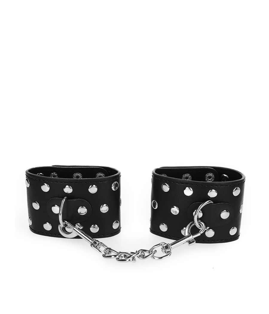 KINK - HANDGELENKFESSELN MIT DRUCKVERSCHLUSS VOLLER NIETEN SCHWARZ VERSTELLBAR 19-24 CM X 5,5 CM