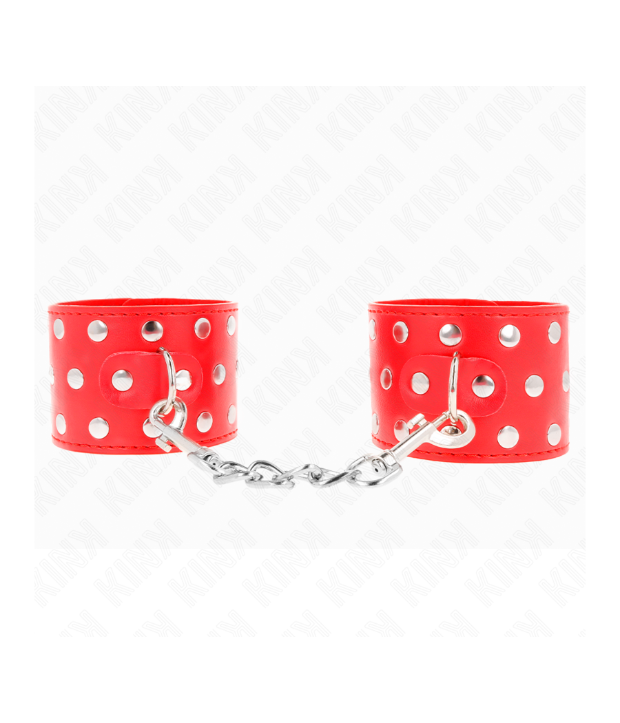 KINK - HANDGELENKFESSELN MIT DRUCKVERSCHLUSS VOLLER NIETEN ROT VERSTELLBAR 19-24 CM X 5,5 CM