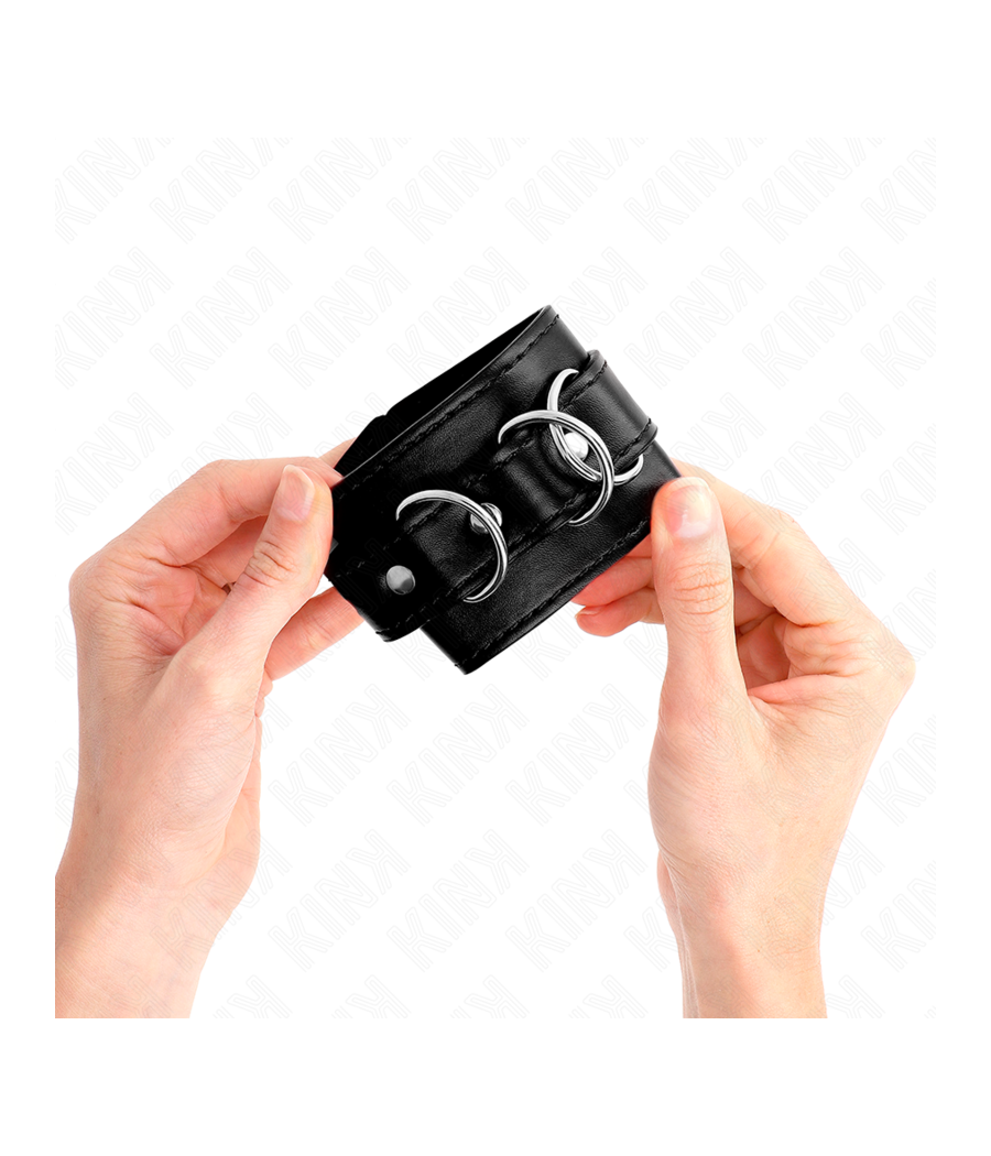 KINK - MUÑEQUERAS CON 3 ANILLAS EN D AJUSTABLE NEGRO 17.5-25 CM X 6 CM