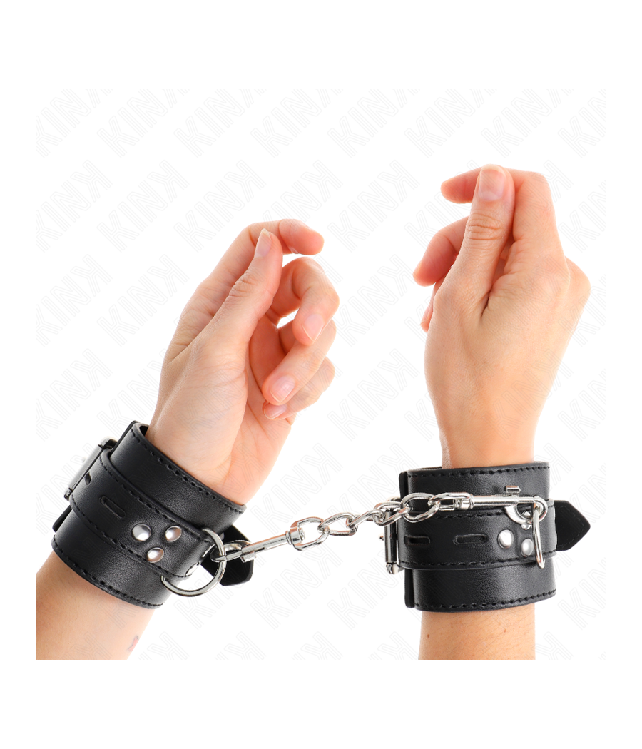 KINK - HANDGELENKFESSELN SCHWARZ MIT SCHWARZEM GÜRTEL VERSTELLBAR 17-28 CM X 6 CM