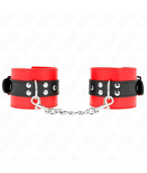 KINK - MUÑEQUERAS ROJO CON CORREA NEGRO AJUSTABLE 17-28 CM X 6 CM
