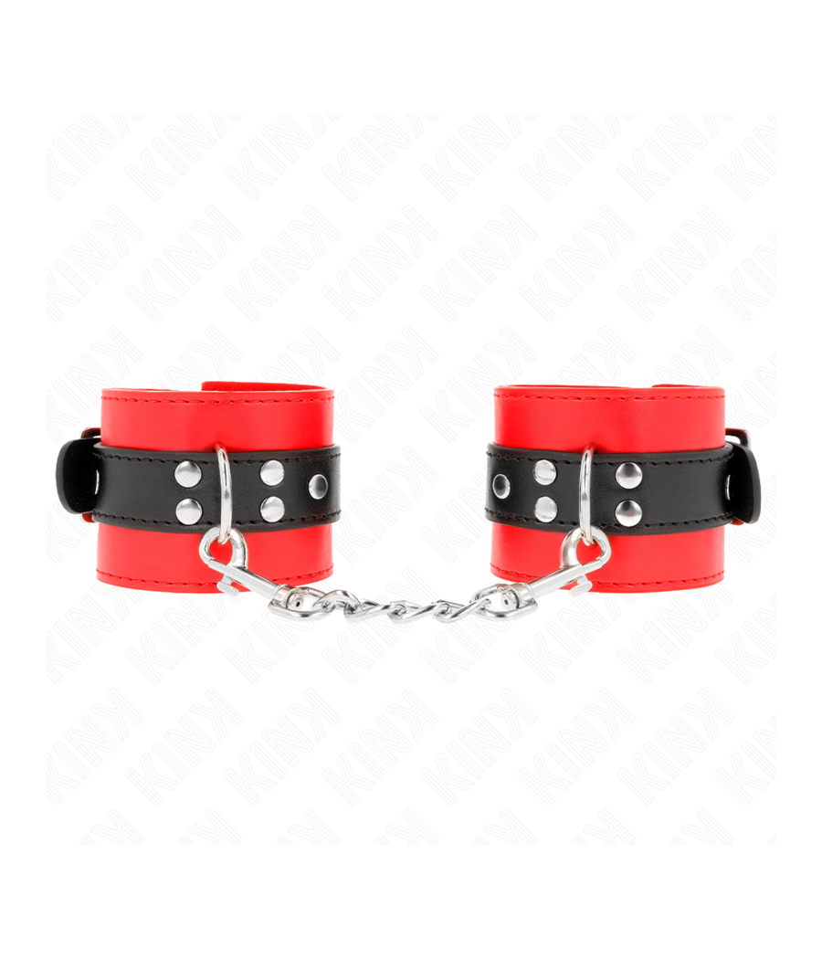 KINK - HANDGELENKFESSELN ROT MIT SCHWARZEM GÜRTEL VERSTELLBAR 17-28 CM X 6 CM