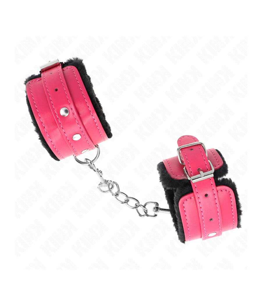 KINK - POGGIPOLSI PREMIUM FODERATI IN PELLICCIA NERI CON CINTURA ROSA LAMPONE REGOLABILE 17-29 CM X 6 CM