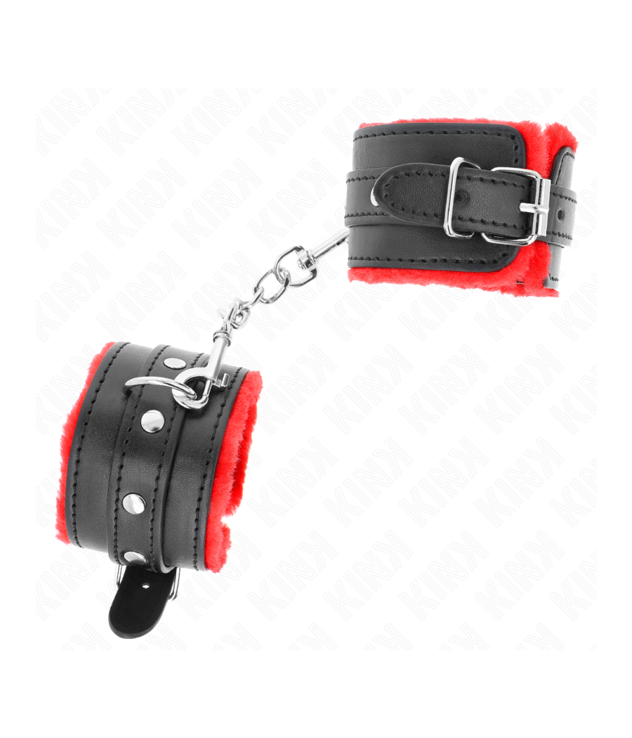 KINK - RESISTENZA DA POLSO PREMIUM FODERATA IN PELLICCIA ROSSO CON CINTURA NERA REGOLABILE 17-29 CM X 6 CM