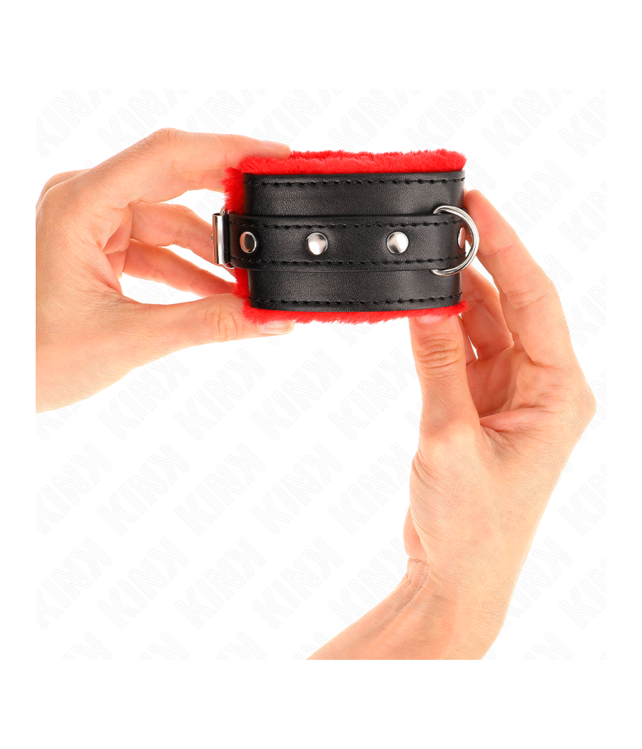 KINK - PULSO PREMIUM FORRO DE PELE VERMELHO COM CINTO PRETO AJUSTÁVEL 17-29 CM X 6 CM
