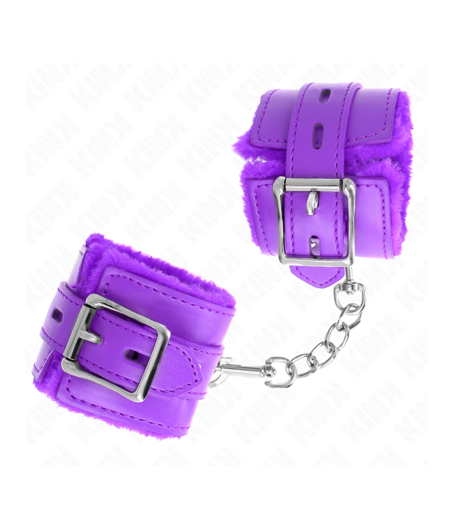KINK - MUÑEQUERAS FORRADAS CON AGUJEROS CUADRADOS VIOLETA Y CORREA VIOLETA AJUSTABLE 17-29 CM X 6 CM