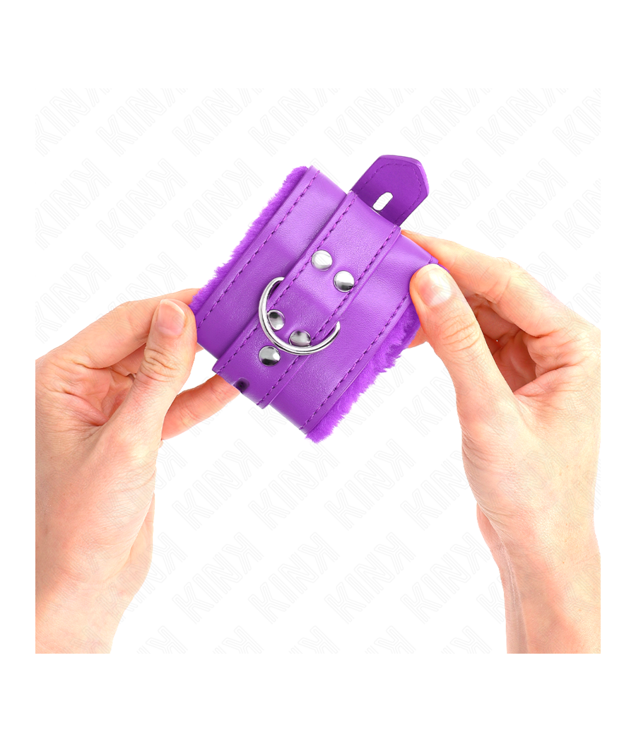 KINK - PULSO FORRO DE PELE COM FUROS QUADRADOS ROXO E CINTO ROXO AJUSTÁVEL 17-29 CM X 6 CM