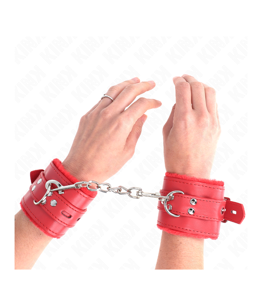 KINK - PULSO FORRO DE PELE COM FUROS QUADRADOS VERMELHO E CINTO VERMELHO AJUSTÁVEL 17-29 CM X 6 CM