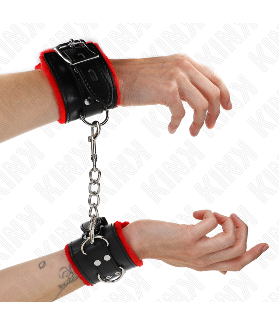 KINK - PULSO FORRO DE PELE COM FUROS QUADRADOS CINTO VERMELHO E PRETO AJUSTÁVEIS 17-29 CM X 6 CM