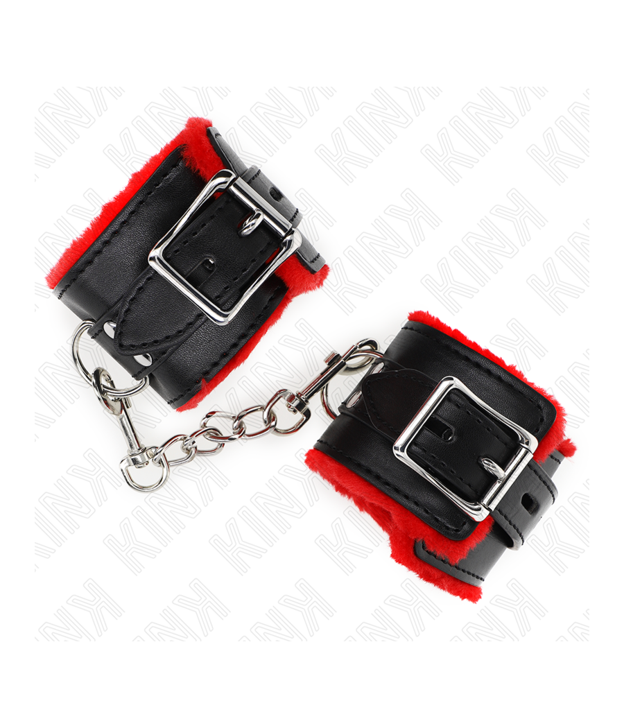 KINK - PULSO FORRO DE PELE COM FUROS QUADRADOS CINTO VERMELHO E PRETO AJUSTÁVEIS 17-29 CM X 6 CM