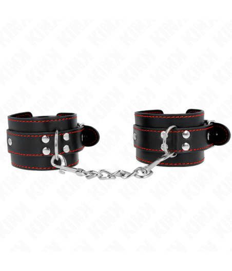 KINK - APPUI-POIGNETS NOIR AVEC DOUBLURE ROUGE RÉGLABLE 20-28 CM X 5,5 CM