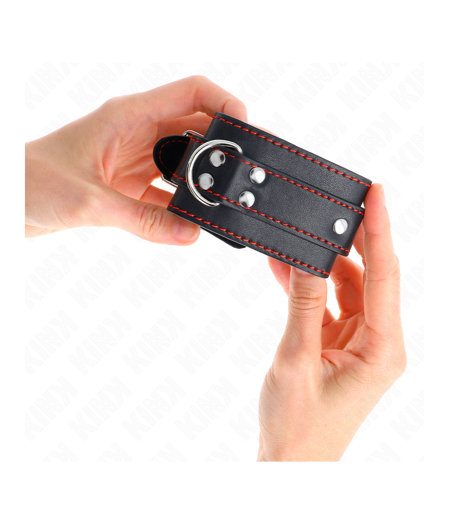 KINK - MUÑEQUERAS NEGRO CON DETALLES EN ROJO AJUSTABLE 20-28 CM X 5.5 CM