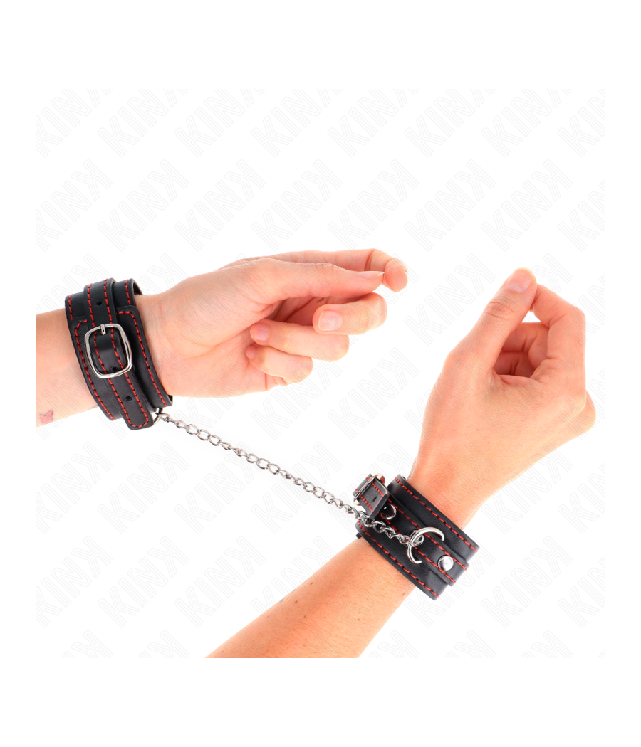 KINK - PEQUENOS PUNHOS PRETOS COM FORRO VERMELHO AJUSTÁVEIS 14-24 CM X 3,5 CM