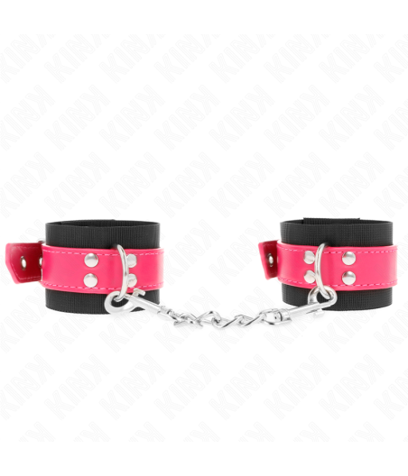 KINK - RESISTENZA DA POLSO IN NYLON NERO CON CINTURA IN SIMILPELLE ROSA LAMPONE REGOLABILE 19-29 CM X 5,1 CM