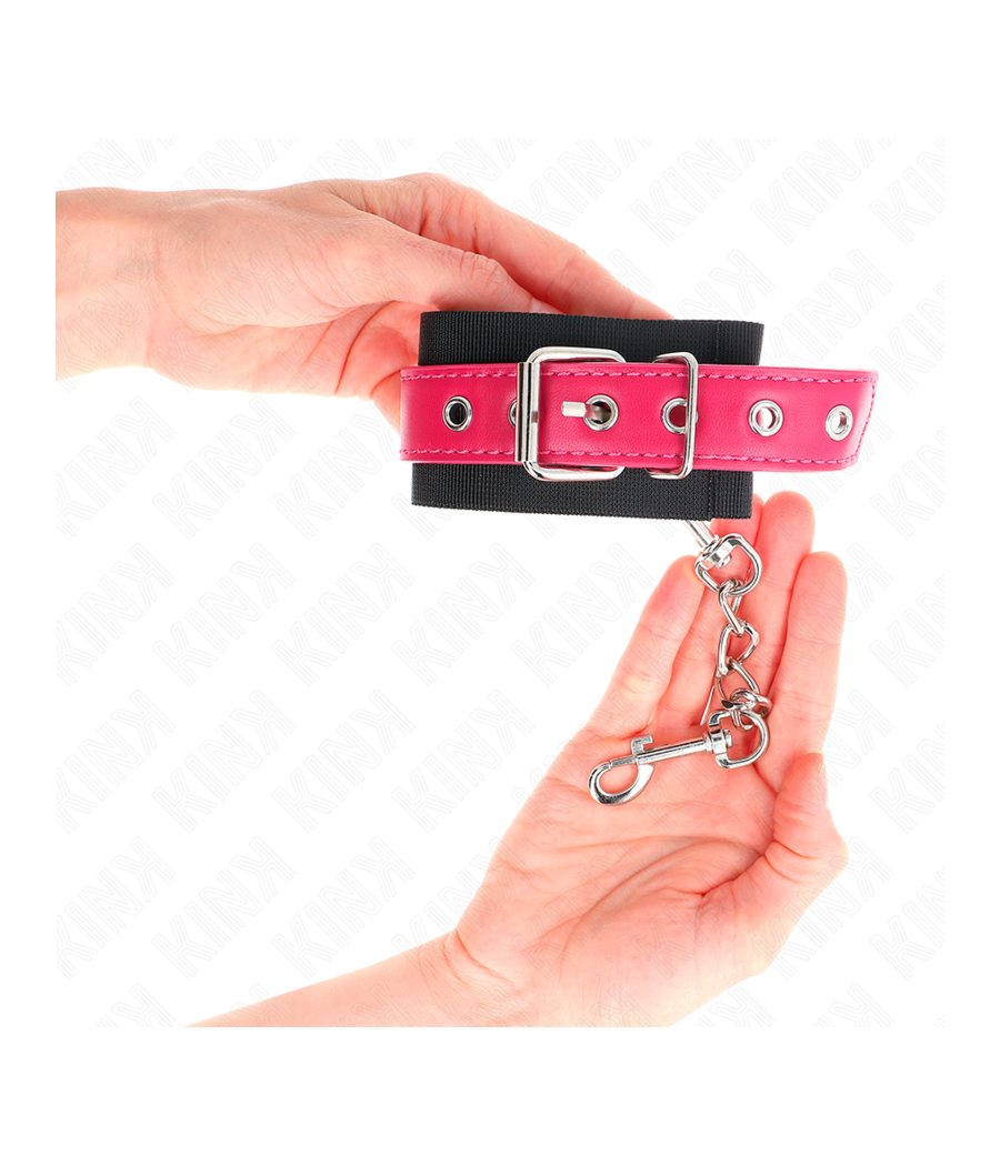 KINK - RESISTENZA DA POLSO IN NYLON NERO CON CINTURA IN SIMILPELLE ROSA LAMPONE REGOLABILE 19-29 CM X 5,1 CM