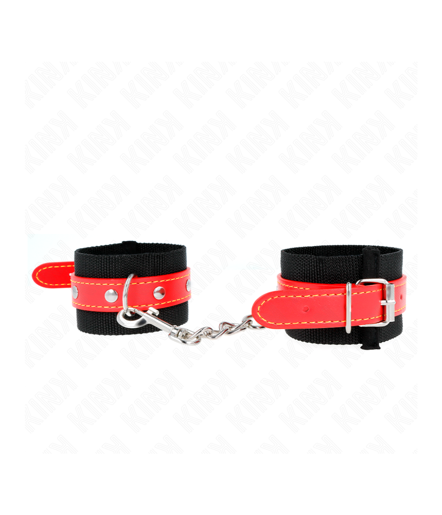 KINK - RESISTENZA DA POLSO IN NYLON NERO CON SIMILPELLE ROSSO REGOLABILE 19-24 CM X 5,5 CM