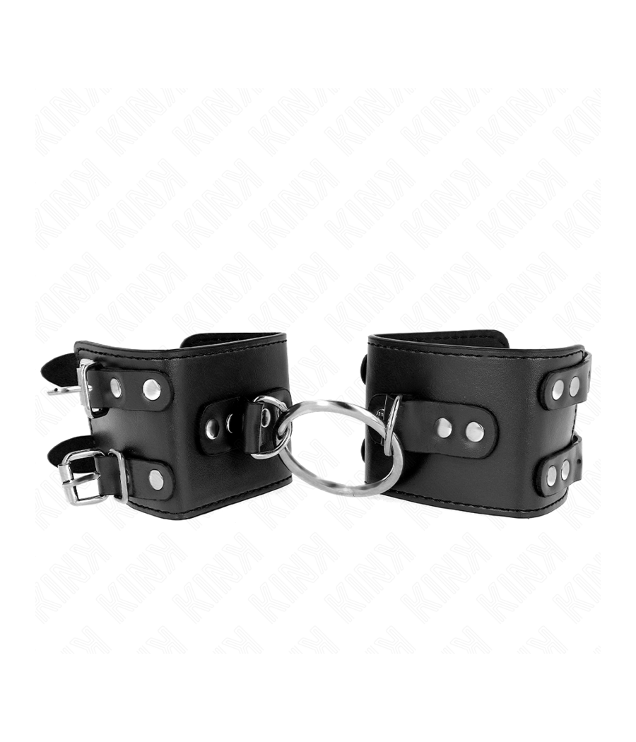 KINK - POLSO FISSO CON ANELLO E BORCHIE REGOLABILE NERO 17-22 CM X 6,5 CM